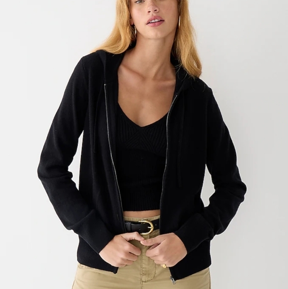 J. Crew Sweaters - New J Crew Cashmere full-zip sweater-hoodie BJ611 Size S $268 Retail